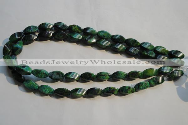 CCS640 15.5 inches 8*16mm twisted rice dyed chrysocolla gemstone beads