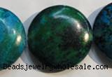 CCS679 15.5 inches 30mm flat round dyed chrysocolla gemstone beads