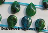 CCS712 Top-drilled 12*17mm flat teardrop dyed chrysocolla gemstone beads