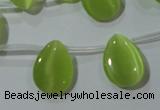 CCT1023 Top-drilled 13*18mm flat teardrop cats eye beads wholesale