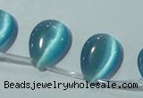 CCT1024 Top-drilled 13*18mm flat teardrop cats eye beads wholesale