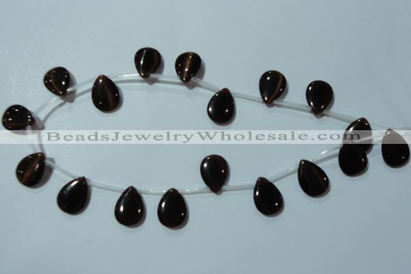 CCT1027 Top-drilled 13*18mm flat teardrop cats eye beads wholesale