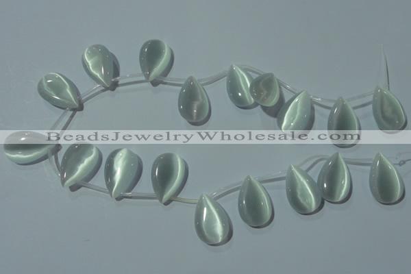 CCT1030 Top-drilled 14*22mm flat teardrop cats eye beads wholesale