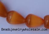 CCT18 14 inches 10*14mm teardrop orange red cats eye beads wholesale