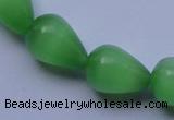 CCT19 14 inches 10*14mm teardrop green cats eye beads wholesale