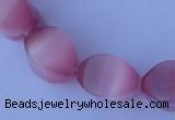 CCT25 14 inches 10*14mm twisted pink cats eye beads wholesale