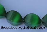 CCT29 14 inches 10*14mm twisted green cats eye beads wholesale