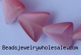 CCT33 14.5 inches 15*16mm triangle pink cats eye beads wholesale