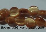 CCT457 15 inches 6mm flat round cats eye beads wholesale