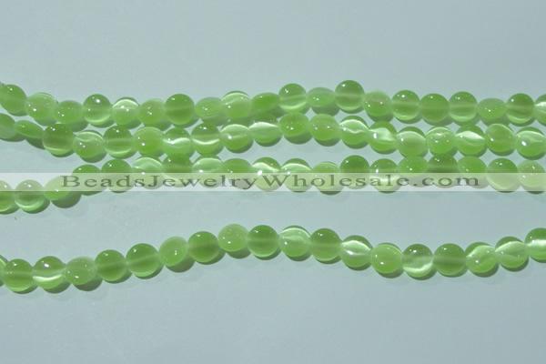 CCT460 15 inches 6mm flat round cats eye beads wholesale