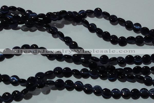 CCT468 15 inches 6mm flat round cats eye beads wholesale