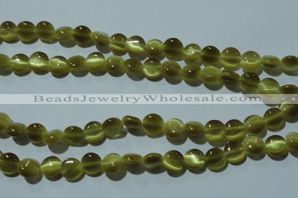 CCT483 15 inches 8mm flat round cats eye beads wholesale