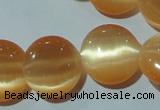 CCT516 15 inches 10mm flat round cats eye beads wholesale