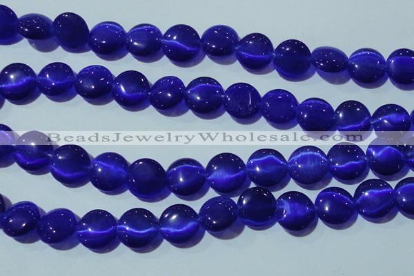 CCT525 15 inches 10mm flat round cats eye beads wholesale