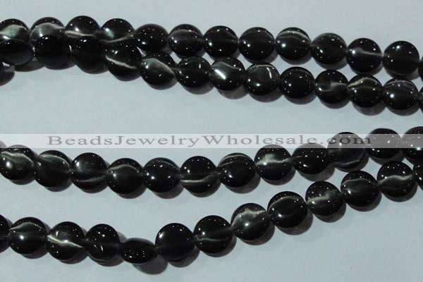 CCT529 15 inches 10mm flat round cats eye beads wholesale