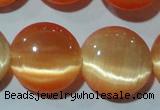 CCT543 15 inches 12mm flat round cats eye beads wholesale