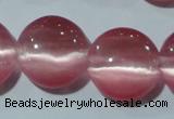 CCT545 15 inches 12mm flat round cats eye beads wholesale