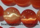 CCT546 15 inches 12mm flat round cats eye beads wholesale