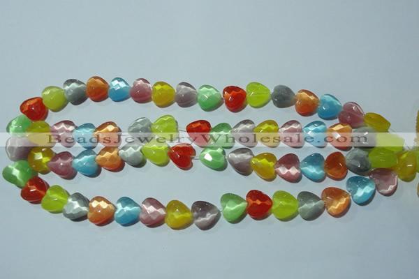 CCT973 15 inches 12*12mm faceted heart cats eye beads wholesale