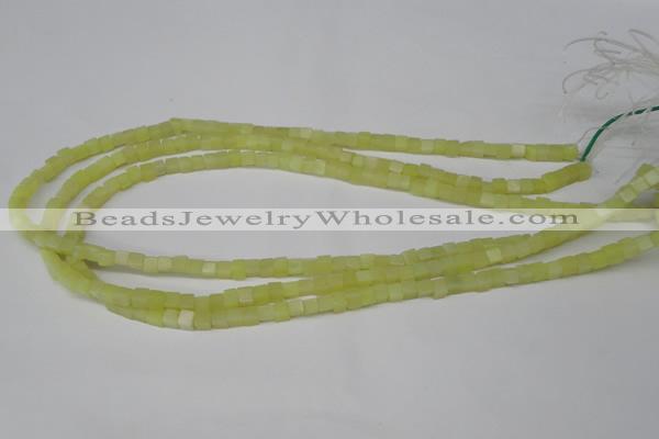 CCU03 15.5 inches 4*4mm cube olive jade beads wholesale