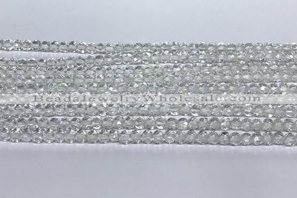 CCU1000 15 inches 4mm faceted cube white crystal beads