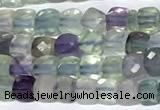 CCU1002 15 inches 4mm faceted cube fluorite beads