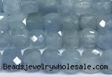 CCU1004 15 inches 4mm faceted cube aquamarine beads