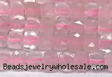 CCU1006 15 inches 4mm faceted cube rose quartz beads