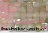 CCU1008 15 inches 4mm faceted cube morganite beads