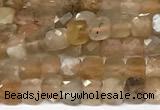 CCU1011 15 inches 4mm faceted cube sunstone beads