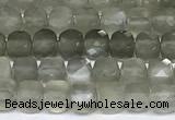 CCU1017 15 inches 4mm faceted cube grey moonstone beads