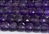 CCU1021 15 inches 4mm faceted cube amethyst beads