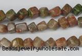 CCU103 15.5 inches 6*6mm cube New unakite beads wholesale