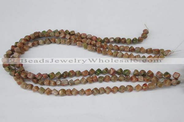 CCU103 15.5 inches 6*6mm cube New unakite beads wholesale