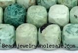 CCU1048 15 inches 8mm faceted cube turquoise beads