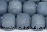 CCU1052 15 inches 8mm faceted cube blue angel skin beads