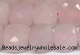 CCU1053 15 inches 8mm faceted cube rose quartz beads