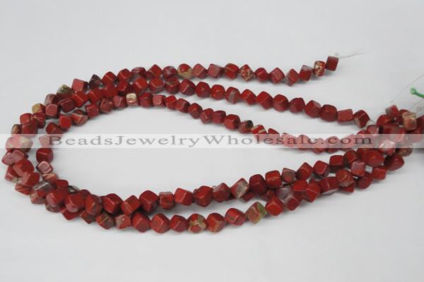 CCU108 15.5 inches 6*6mm cube red jasper beads wholesale