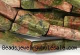 CCU1154 15 inches 4*13mm cuboid unakite beads