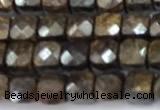 CCU1270 15 inches 4mm faceted cube bronzite beads