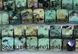 CCU1271 15 inches 4mm faceted cube African turquoise beads