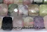 CCU1275 15 inches 6mm - 7mm faceted cube tourmaline beads