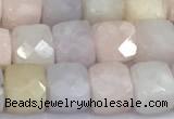 CCU1280 15 inches 6mm - 7mm faceted cube morganite beads