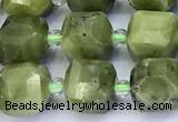 CCU1293 15 inches 9mm - 10mm faceted cube Canadian jade beads