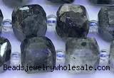 CCU1304 15 inches 9mm - 10mm faceted cube black labradorite beads