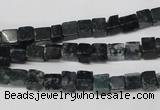 CCU17 15.5 inches 4*4mm cube moss agate beads wholesale