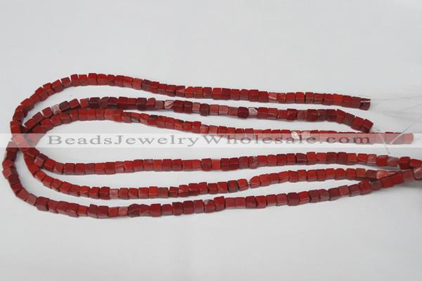 CCU21 15.5 inches 5*5mm cube red jasper beads wholesale