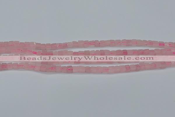 CCU300 15.5 inches 4*4mm cube rose quartz beads wholesale