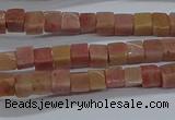 CCU308 15.5 inches 4*4mm cube pink wooden jasper beads wholesale