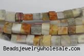 CCU33 15.5 inches 5*5mm cube bamboo leaf agate beads wholesale